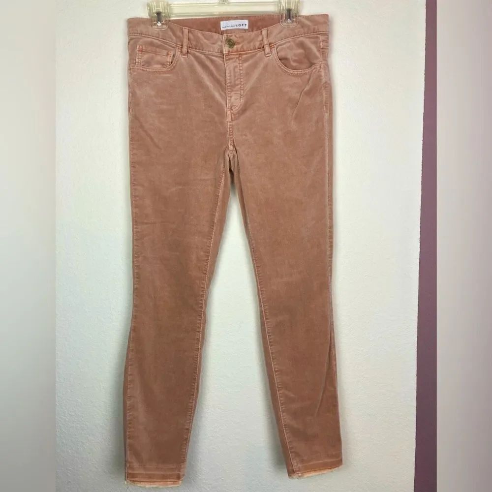 LOFT Modern Skinny Stretch Corduroys in Dusty Rose/ Fawn w/raw hem 28/6
